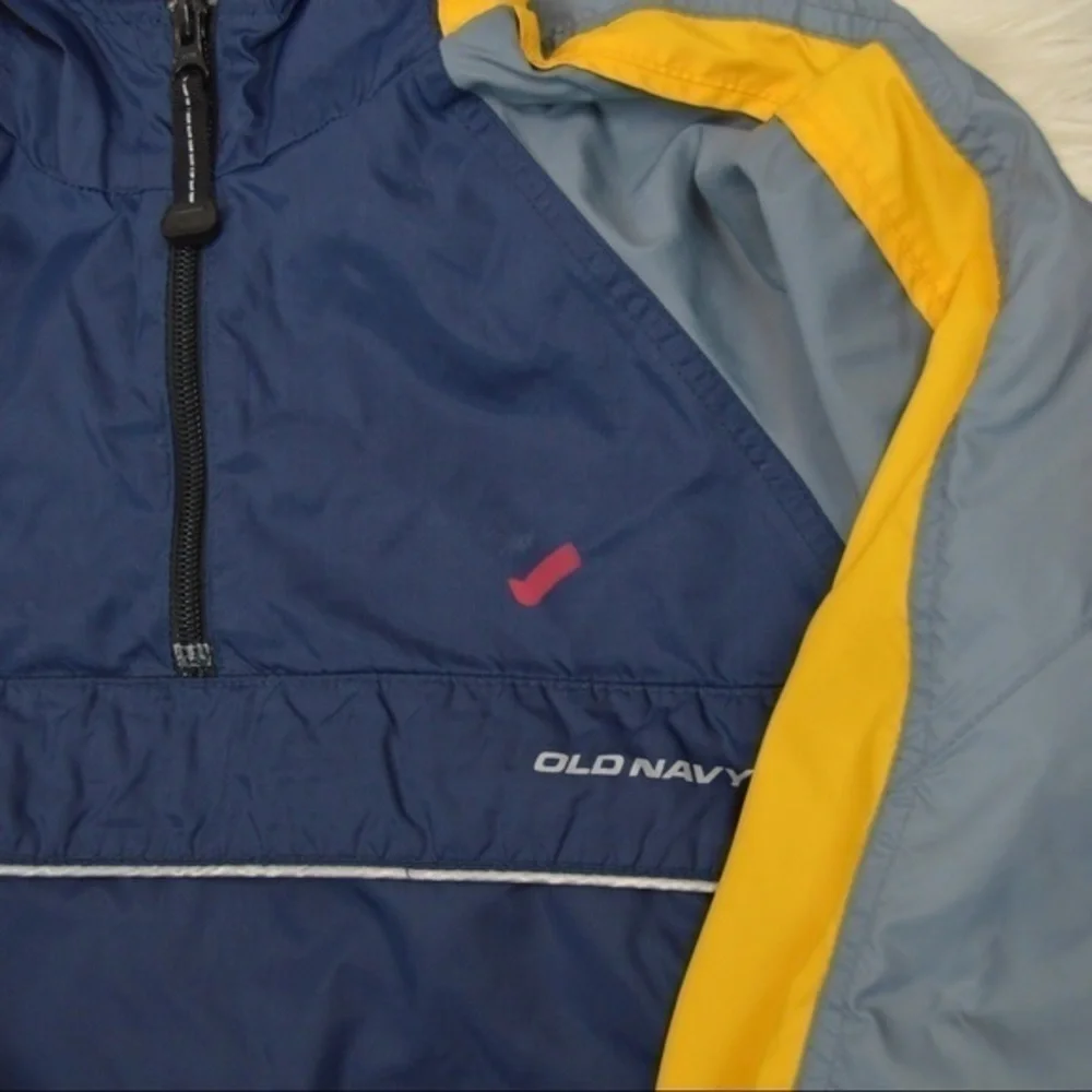 Old Navy Colorblock 1/4 Zip‎ Pullover Hooded Windbreaker Kangaroo Pocket Size 6